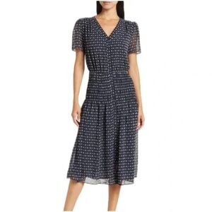 Current Air Navy and White Patterned Dress